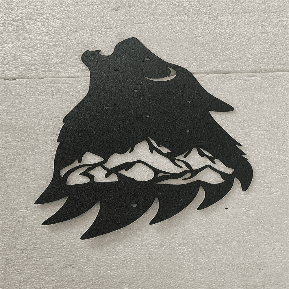 Gothic Howling Wolf Metal Wall Art Dark Academia Decor for Living Room Bedroom Office Gift