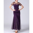 thumbnail image 5 of Whitewed Womens Long Flamenco Smooth Ballroom Dance Dancer Party Performance Wear Purple, 5 of 6