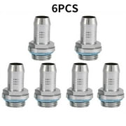 Angle View: 6pcs G 1/4 Thread Two-Touch Connector Water Cooling Tube Connector Computer Water Cooler Accessory, 11mm