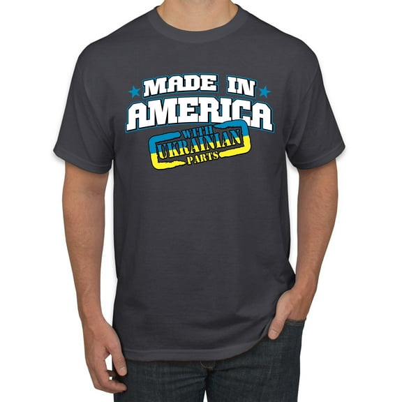 Made In America With Ukrainian Parts Men's Graphic T-Shirt, Charcoal, X-Large