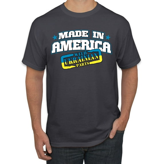 Made In America With Ukrainian Parts Men's Graphic T-Shirt, Charcoal, 4X-Large
