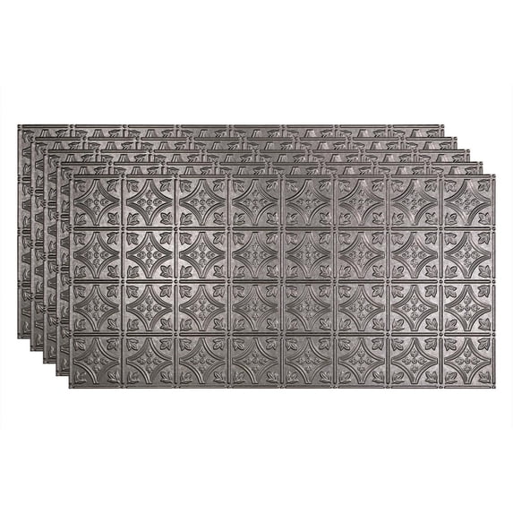 Fasade Trad 1 2ft x 4ft Vinyl Glue Up Ceiling Tile in Galavanized Steel 5pk