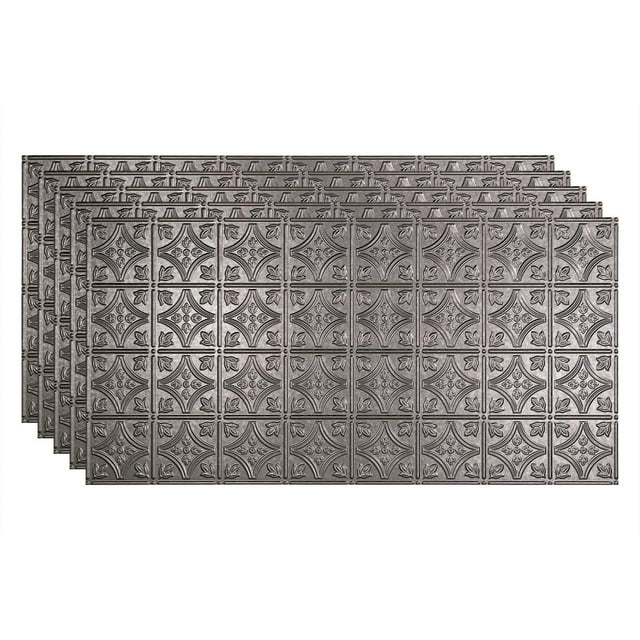 FASÄDE Traditional 1 Decorative Vinyl 2ft x 4ft Glue Up Ceiling Panel in Galvanized Steel (5 Pack)