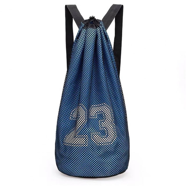 Unisex Excellent Ball Training Carrying Net Bag Men Women Basketball Backpack Space-saving for Daily Life Blue