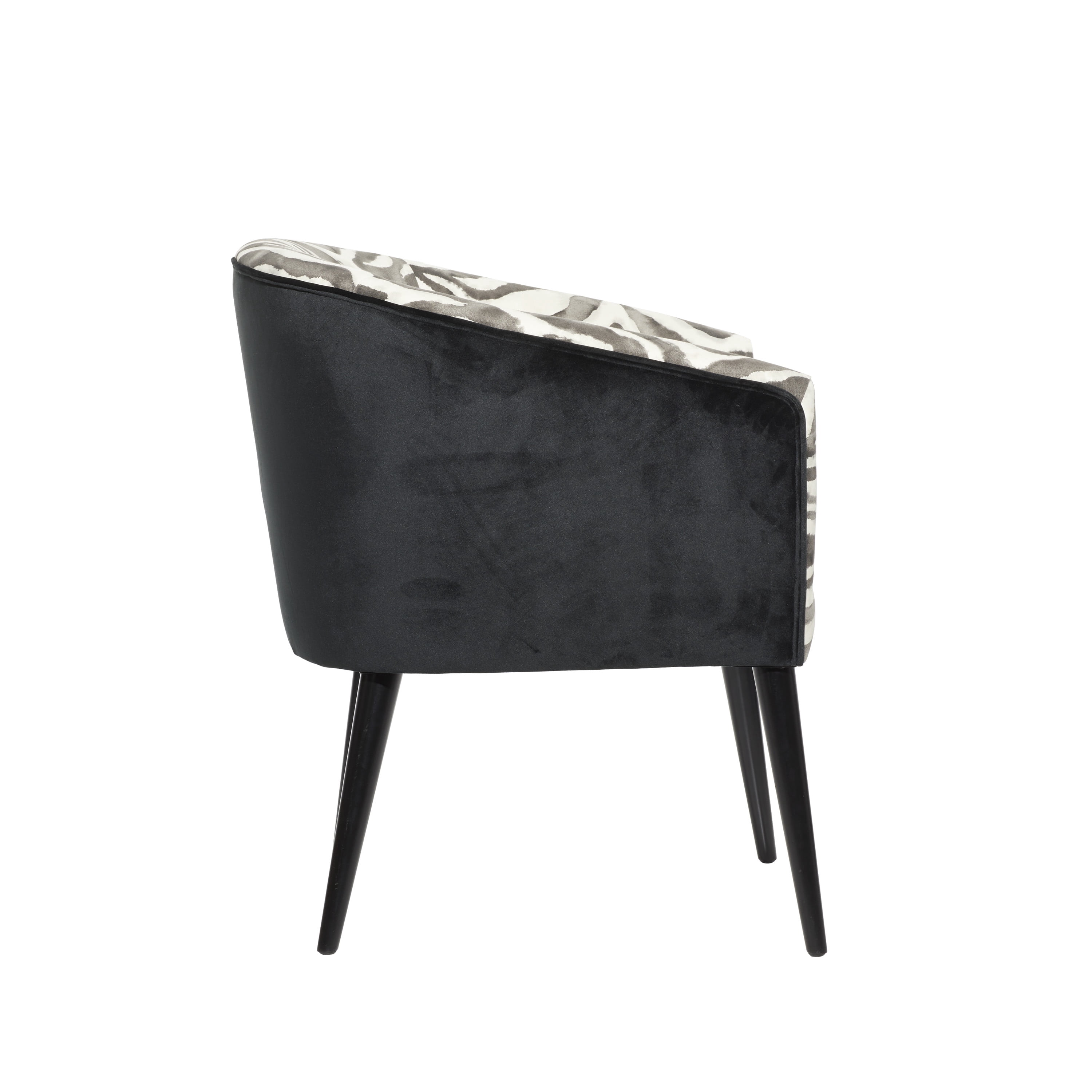 DecMode 29" x 32" Black Wood Zebra Print Accent Chair, 1-Piece