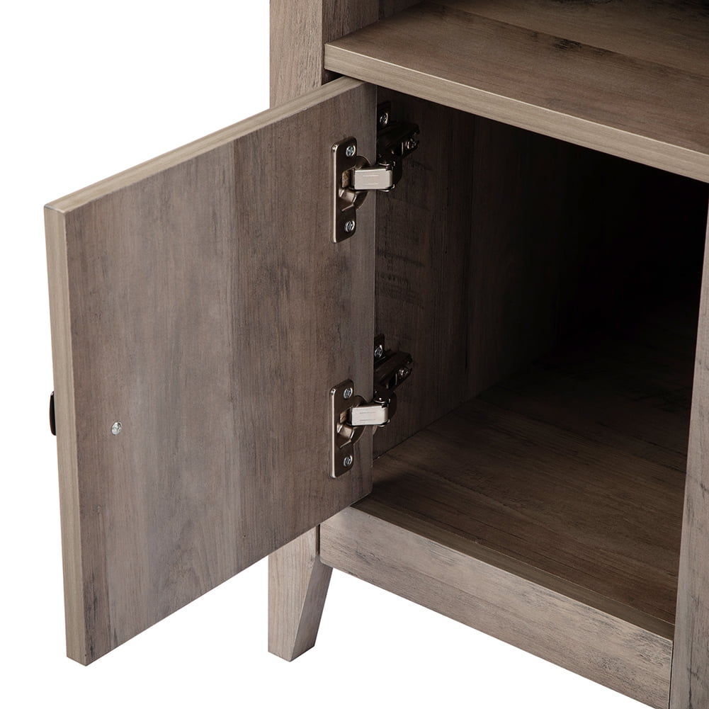 Kadyn Bedside Tables&nbsp;set of 2 for Bedroom, Wooden End Side Table with Storage Cabinet and Open Shelf for Nursery, Bedside Table for Bedroom, Taupe