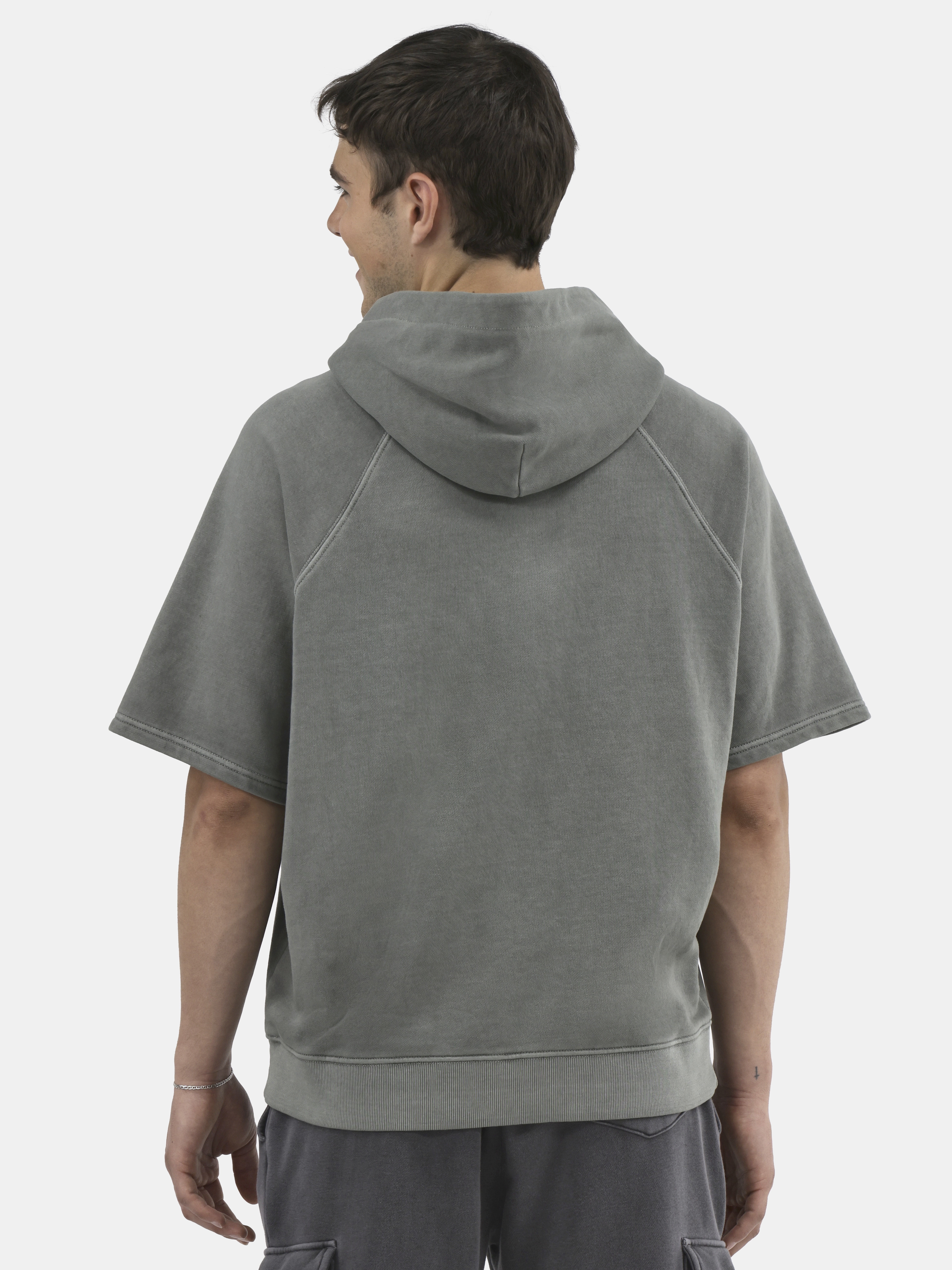 No Boundaries French Terry Pullover Hoodie with Short Sleeves, Men's and Big Men's