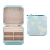 Unique Bargains Mini Jewelry Box for Women PU Leather Organizer with Zipper Light Blue