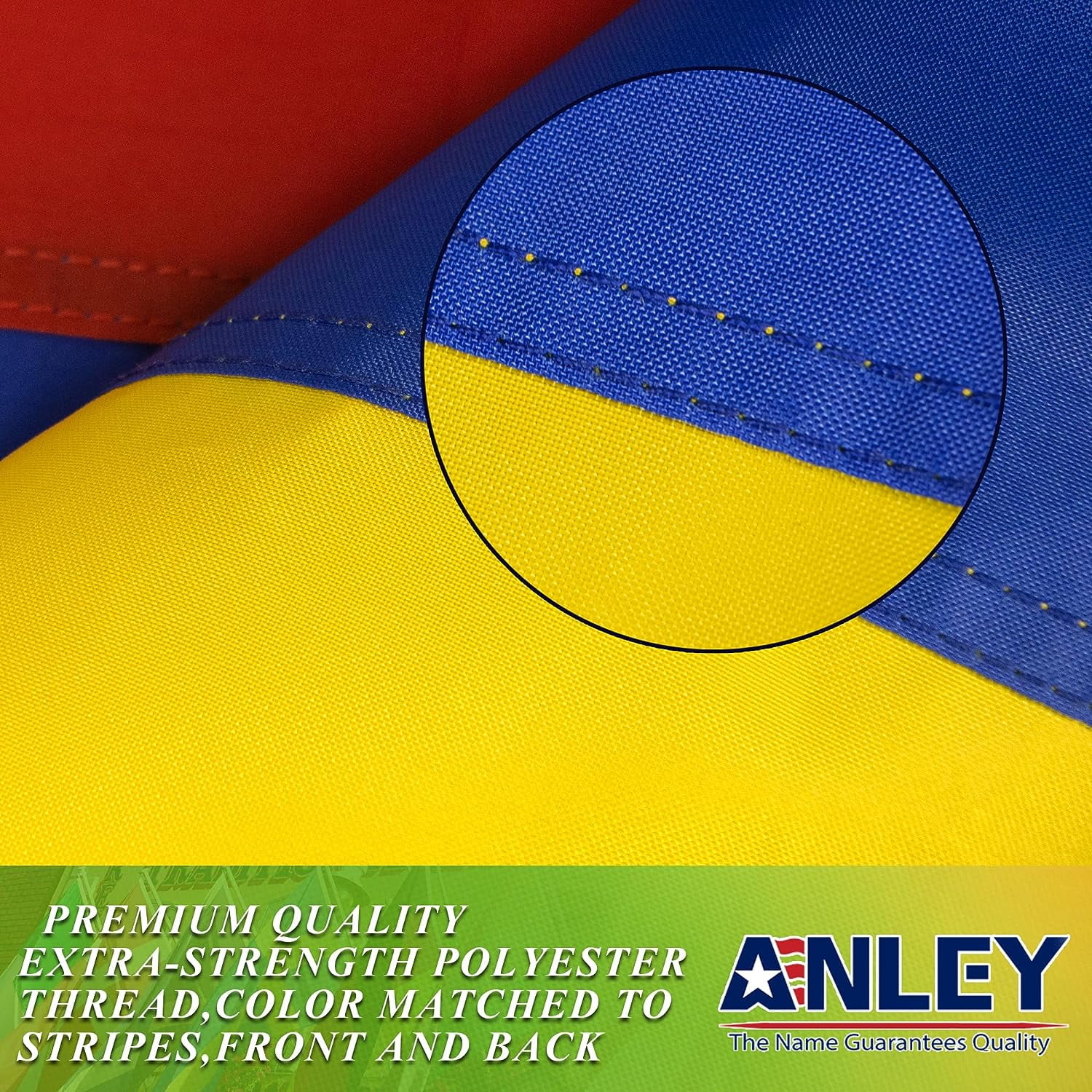 (2 pack) Anley EverStrong Series Colombia Flag 3x5 Foot - Embroidered and Sewn Stripes 210D Polyester - Colombian National Banner Flags