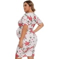 thumbnail image 5 of Maternity Dresses for Daily Baby Shower and Photography, Side Ruching Womens Bodycon Dress, Short Sleeve, Red Floral, Small, 5 of 6