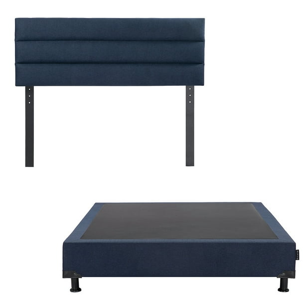 Box Base Cama Queen Size + Cabecera Logan Dicasa Azul