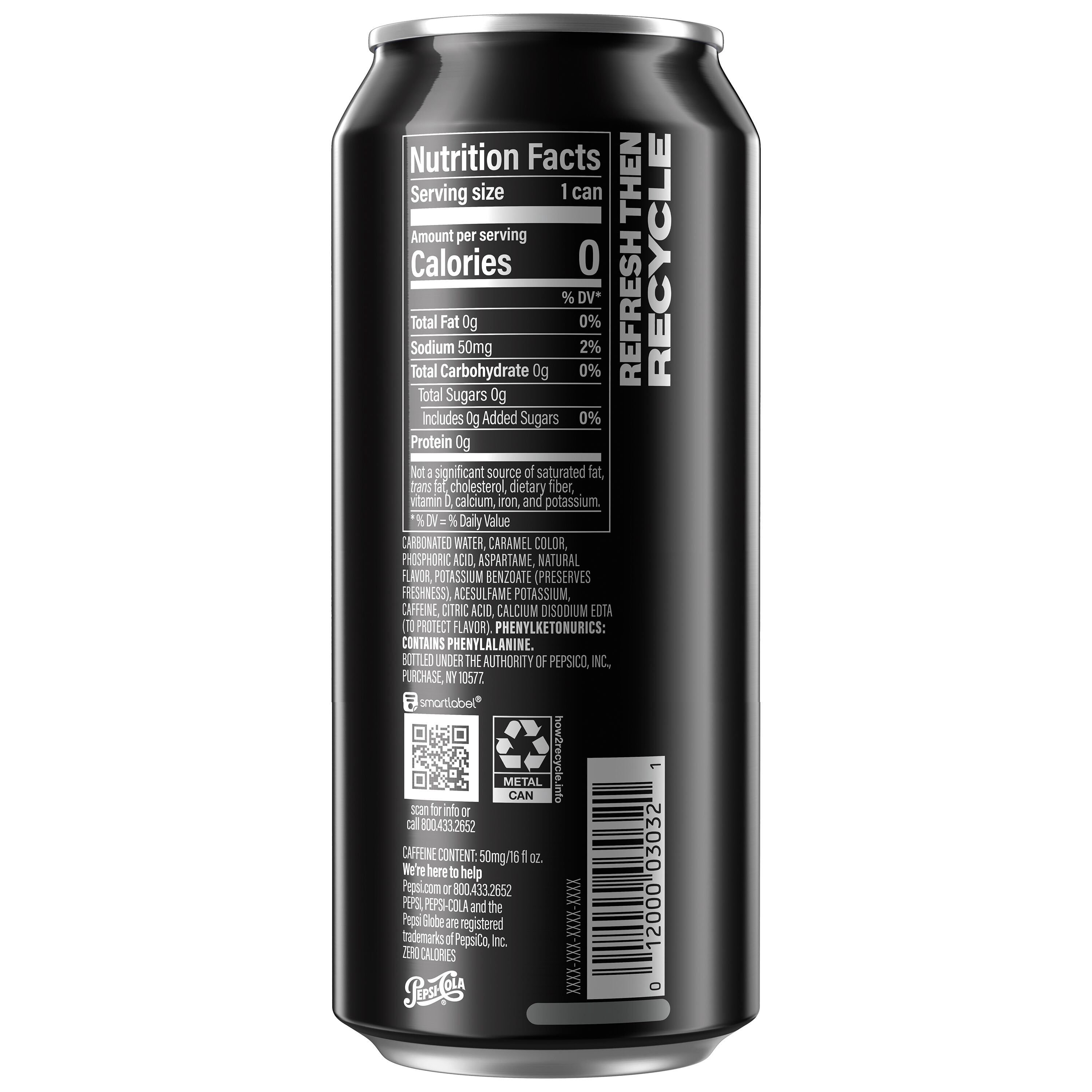 Pepsi Zero Sugar Soda Cola, 16 fl oz