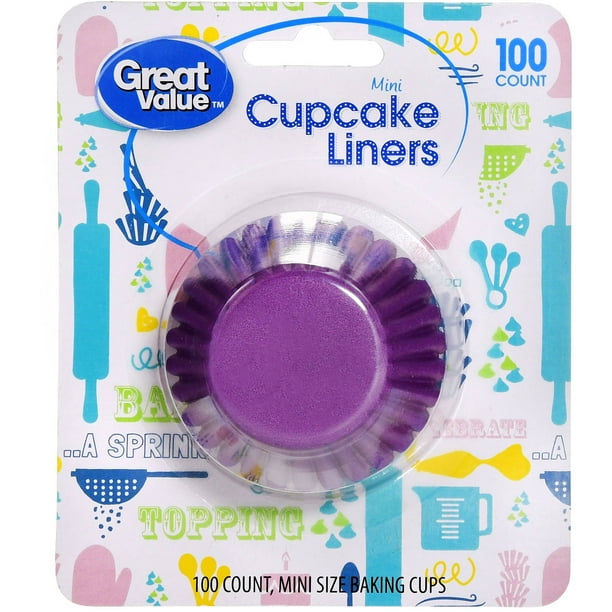 Great Value Mini Cupcake Liners, Purple, 100 Count