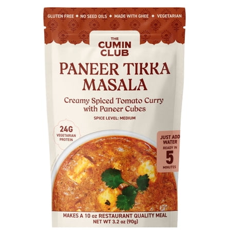 The Cumin Club Paneer Tikka Masala - Instant Indian Food - Ready to Eat - 10oz Meal
