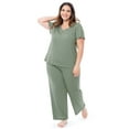 thumbnail image 3 of Fruit of the Loom Women's Soft & Breathable V-Neck Short Sleeve Top & Pajama Pant Set, Sizes S-4X, 3 of 11