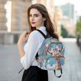 thumbnail image 6 of JIALIOU Mini Backpack Purse for Women Quilted Casual Daypack Small Travel Shoulder Bag, Colorful Spots Giraffe and Rainbow, 6 of 7