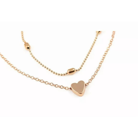 Simyoung Heart Layered Fashion Pendant Choker Necklace Women's Jewelry Gift Choker Chunky Chain Bib Necklace Gold