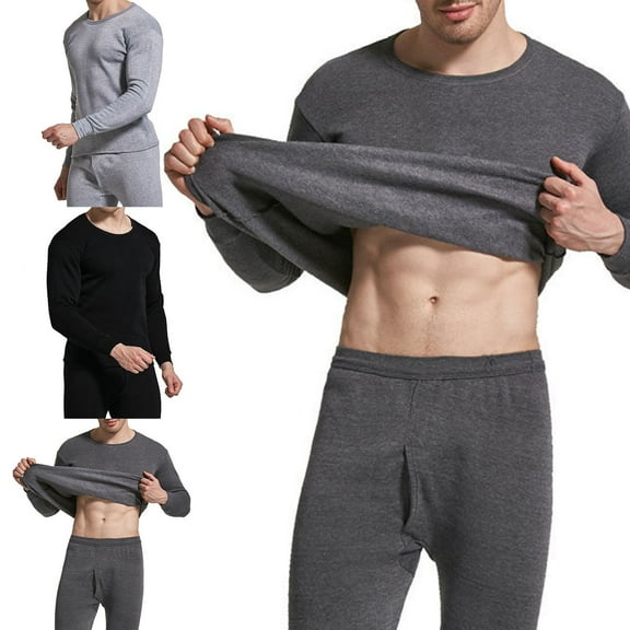 2Pcs/Set Men Pajamas Sets Plus Size Plush Thicken Warm Winter Underwear Sets for Sleeping