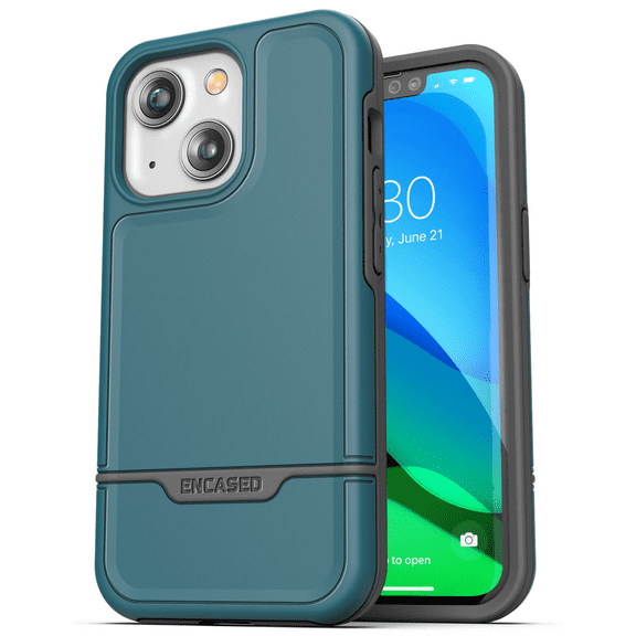 Encased Rebel Series Designed for iPhone 13 Case Protective Heavy Duty Phone Case (Blue)