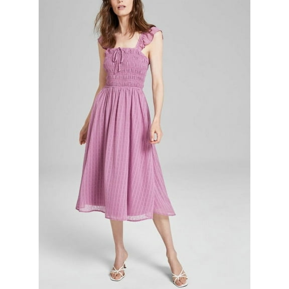 And Now This Women's Smocked Ruffle-Strap Midi Dress Saxifrage Size S