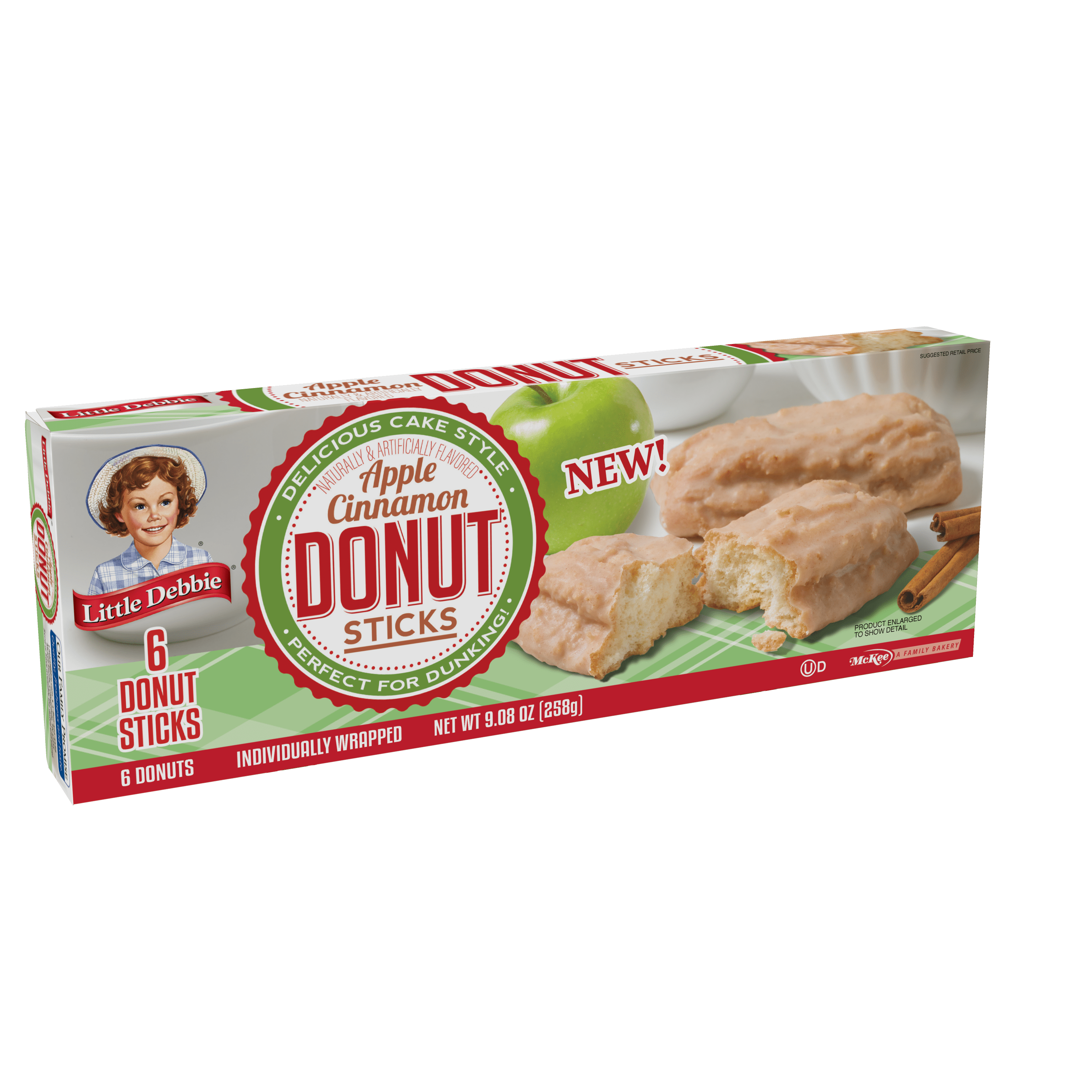 Little Debbie Apple Cinnamon Donut Sticks, 4 Boxes, 24 Individually Wrapped