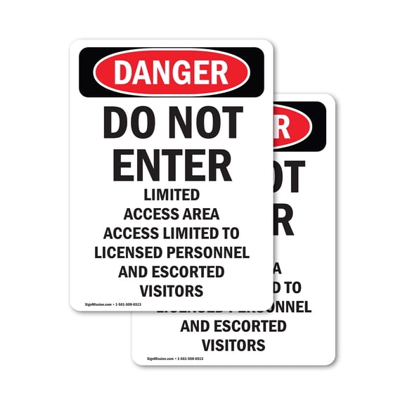(2 Pack) Do Not Enter Limited Access Area OSHA Danger Sign 12 Inch X 18 Inch Vinyl Label Decal Sticker Weather Resistant, UV Protected for Workplace, Business, and Construction Site,