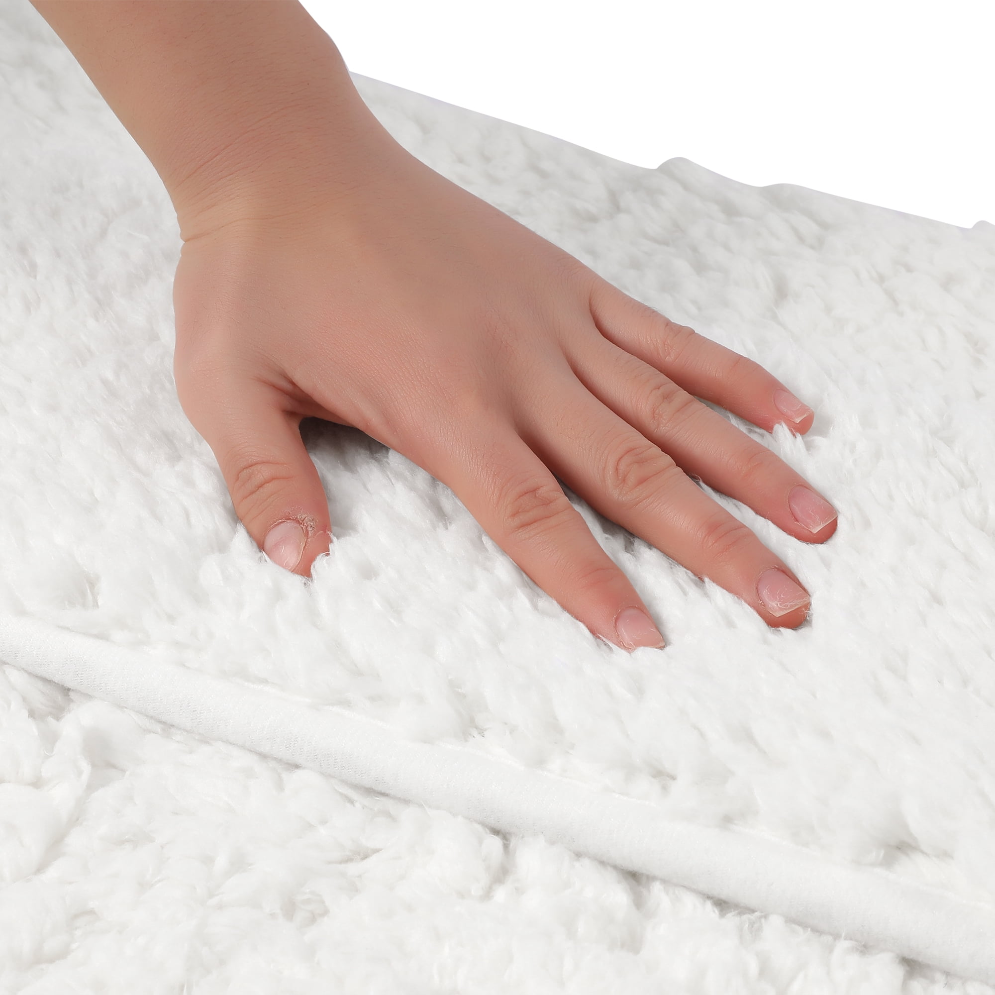 Unique Bargains Plush Shaggy Rugs Mat Absorbent Bath Rugs White 20" x 32"