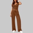 thumbnail image 4 of 2 Piece Outfits Summer,2 Piece Sets for Women Summer 2026 Spring Lounge Set Matching V Neck Tops Wide Leg Pants Travel Outfits, 4 of 8