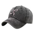 thumbnail image 2 of AirLoni Women Baseball Cap Washed Cotton Bow Embroidered Retro Texture Curved Brim Sun Protection Adjustable Buckle Casual Outdoor Streetwear Sun Hat for Ladies Black,One Size, 2 of 5