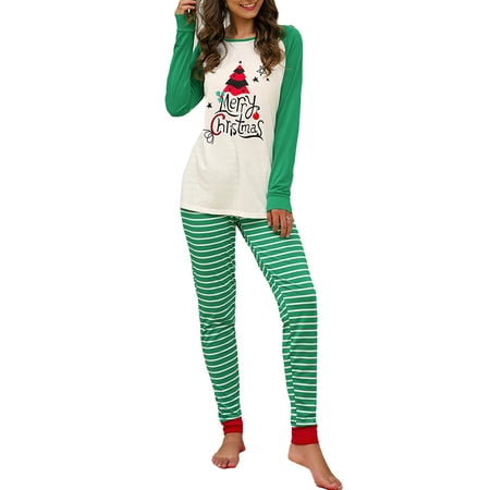 

Vitmona Women s Christmas Print Contrast Striped Casual Pajamas Set