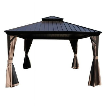 Kozyard Caesar 16' x 12' Hardtop Gazebo, Mosquito Netting and Privacy Sidewalls