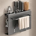thumbnail image 2 of Wall Mount Utensil Holder,Kitchen Utensil Rack,Multi-Use Hanging Storage Organizer Rack with Chopping Board Holder, 2 of 5