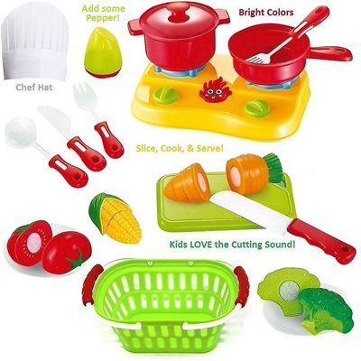 Fun Kids Play Fruit Set with Toy Vegetables, Knife, Kuwait Ubuy