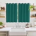 thumbnail image 2 of Dark Green Kitchen Curtains 63 Inch Length, Modern Pure Dark Green Grommet Top Bedroom Living Room Curtains, Light Filtering Cafe Curtain Drapes 2 Panels Set 104''x63'', 2 of 9