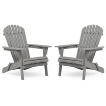 Gewnee Folding Wood Adirondack Chairs Set of 2, Outdoor Patio Chairs, Grey