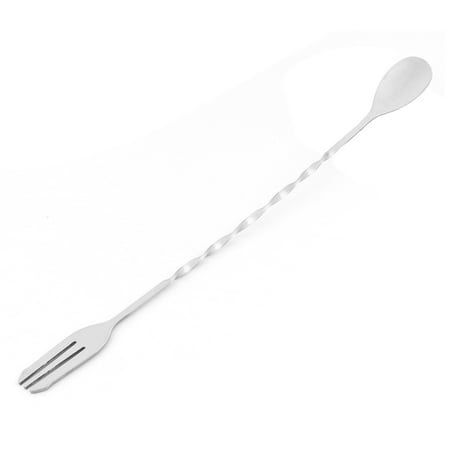 Length Bar - Unique Bargains Stainless Steel Twist Neck Bar Mixing Spoon Fork 32cm Length