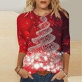 thumbnail image 2 of SELONE Funny Christmas Shirts for Women Red Long Sleeve Rund Neck Printed Tops Sweatshirts 4XL, 2 of 5