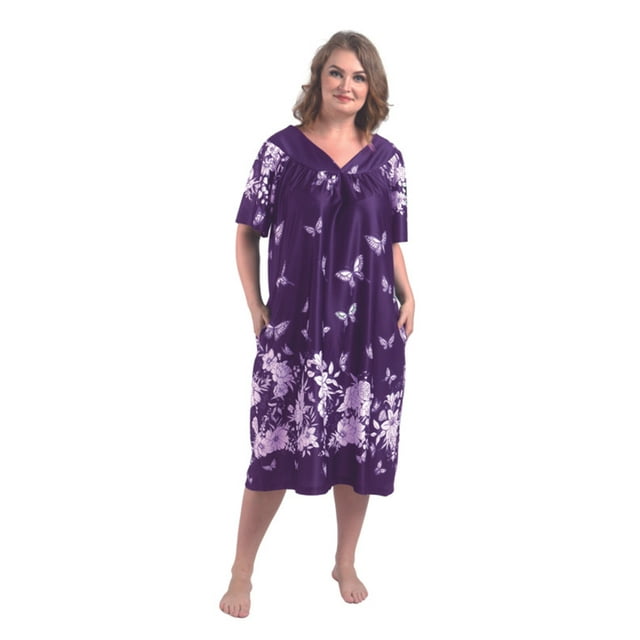FEREMO Plus Size Nightgowns Womens House Dress With Pockets Short