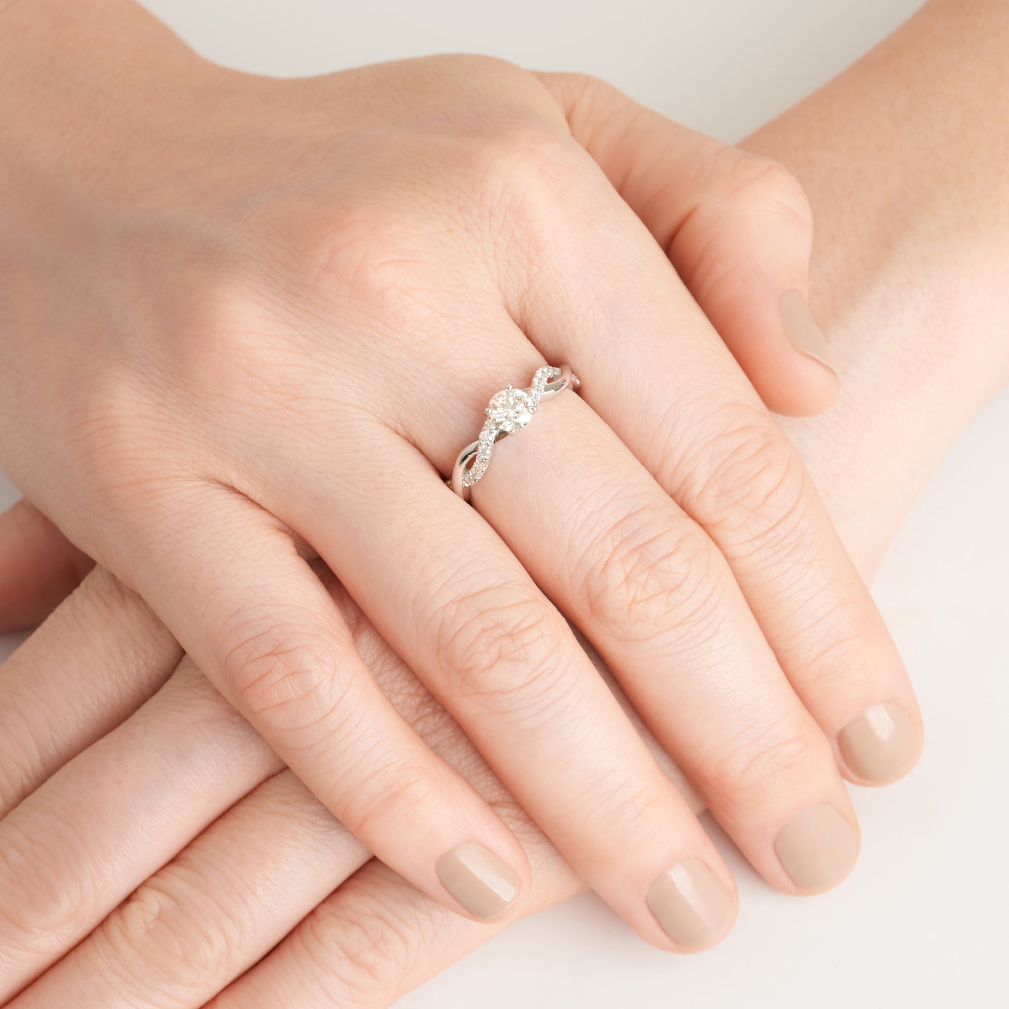 Forever Facets 3/4 CT TW Lab Grown Diamond Engagement Ring in Sterling Silver, Adult Female