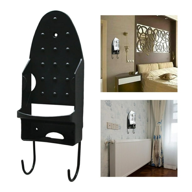 Wall Hanging Ironing Board Hanger with Hooks Door Wall Mounted Iron Holder Iron And Ironing Board Storage Ironing Board Rack for Household negro perfecl Percha para tabla de planchar