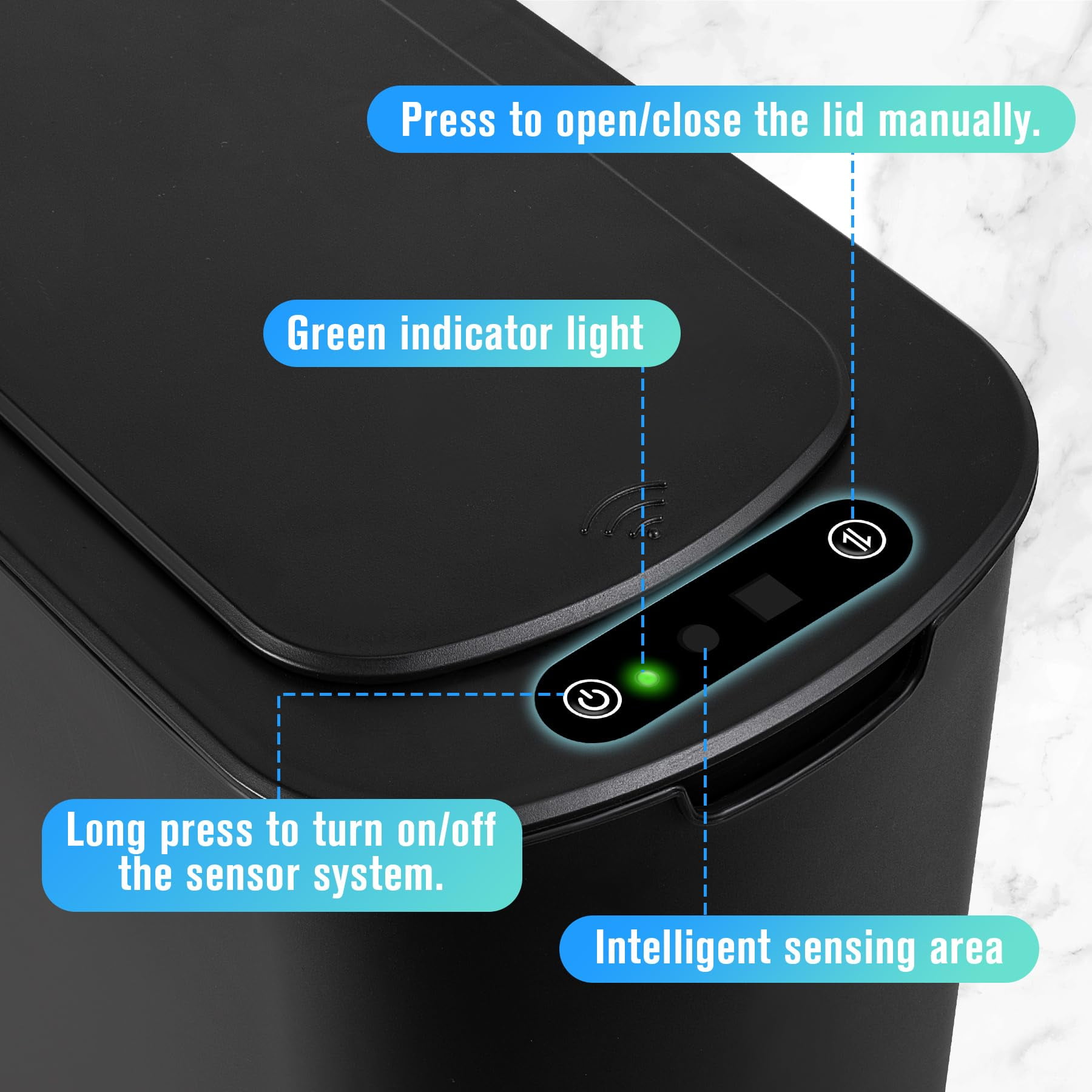 Cesun 2.6 Gallon Trash Can, Touchless Sensor for Bathroom, Office, Rv, Bedroom, Living Room, Black