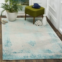 SAFAVIEH Classic Vintage Peter Overdyed Border Cotton Area Rug, Turquoise, 3' x 5'