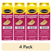 (4 pack) Dr. Scholl's Moleskin Padding ROLL, 1 roll // Thin, Flexible Cushioning & Pain Relief - Cut to Any Size - 24 Inches X 4 5/8 Inches
