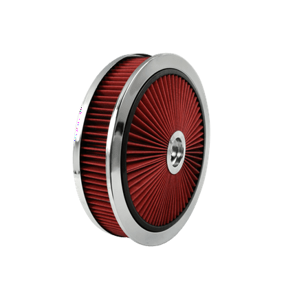 Air Cleaner Round 14" X 3" High Flow Thru Washable Drop Base 350 SBC Red