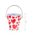 Valentine's Day White Tin Pail with Red Hearts & Handle, White Interior, by Way To Celebrate