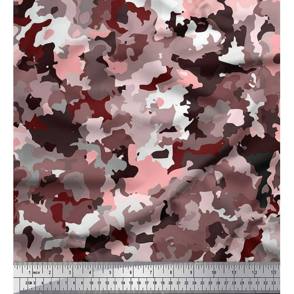 Soimoi polyester Crepe Fabric Two Tone With White Camouflage Fabric Prints By Yard 42 Inch Wide