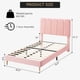 thumbnail image 2 of Historyli Cama individual con cabecero,listones de madera silenciosos,plataforma sin somier,fácil montaje para apartamentos,color rosa cordero., 2 of 6