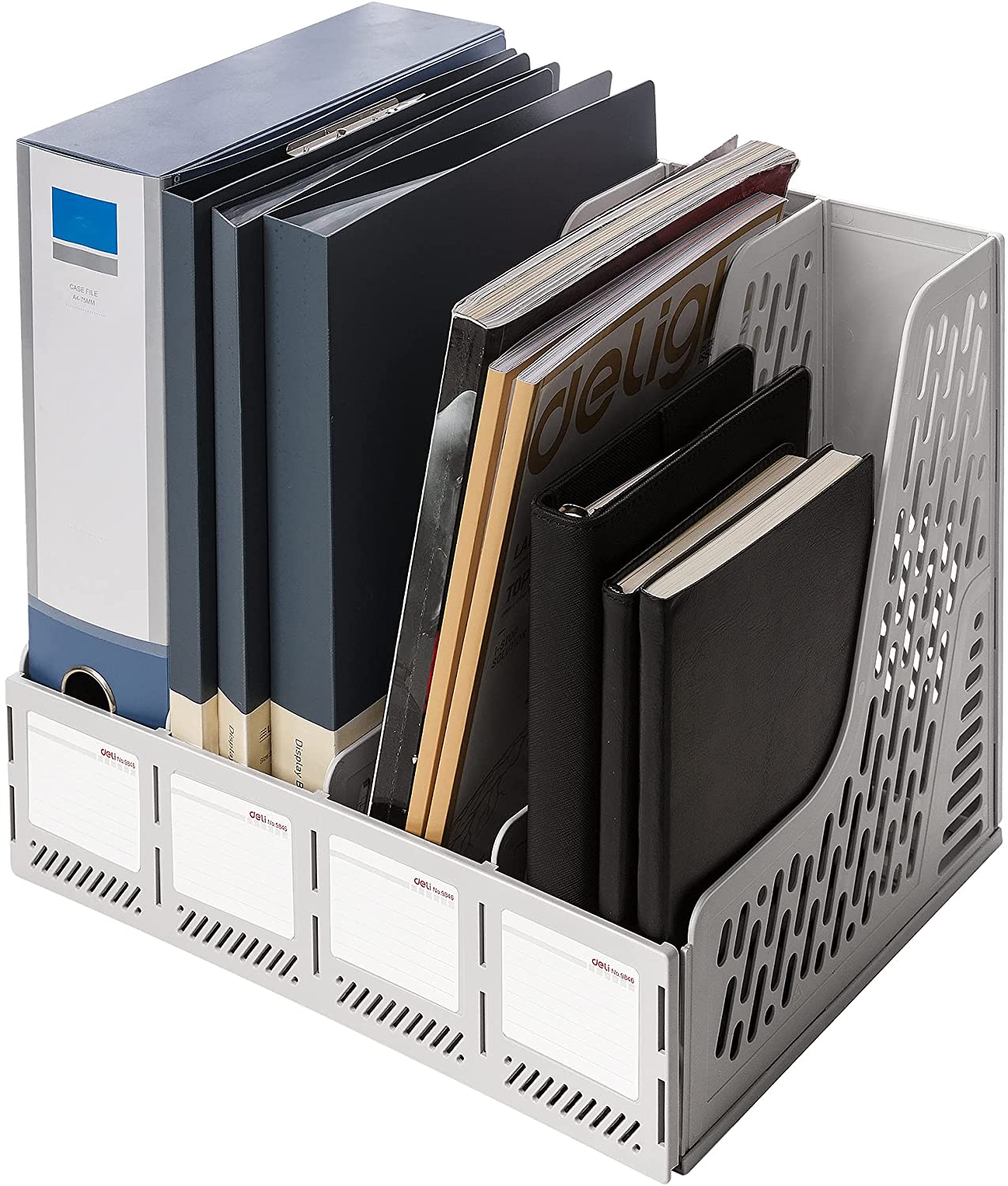 Deli Magazine File Book Holder Desktop Organizer , 4 Compartments