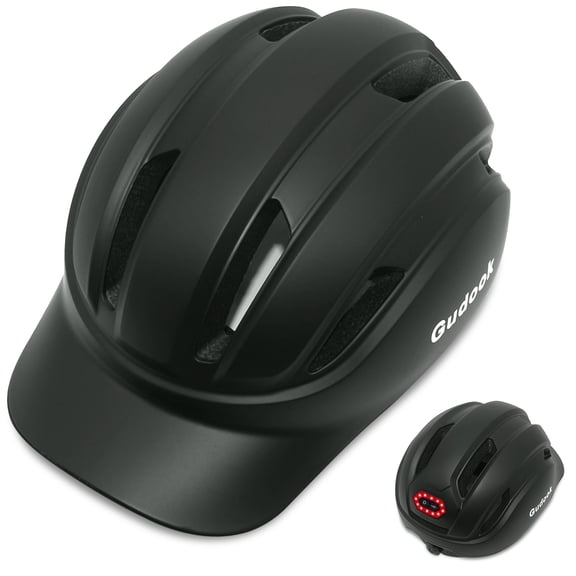 Gudook Adult Bike Helmet for Men - Women Bicycle Helmet with LED Rear Light - Certified Comfort Adjustable Baseball Cap Style Cycling Helmets for Urban Commuter Road Biking Scooter