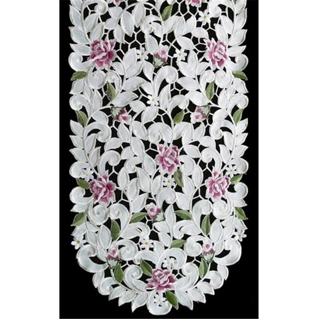 Sinobrite H7662-RS Purple Cottage Rose Oblong Table Cloth- 68 x 90 in.